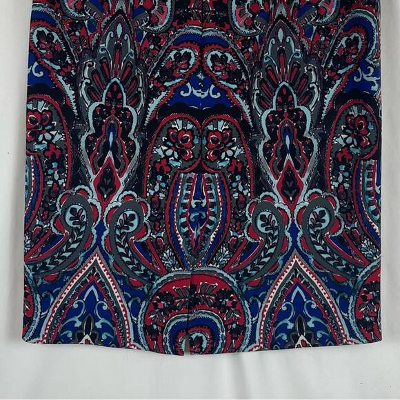 Talbots Blue Red Paisley Print OfficeCore Career Pencil Skirt NWOT Size 10 - Picture 6 of 12
